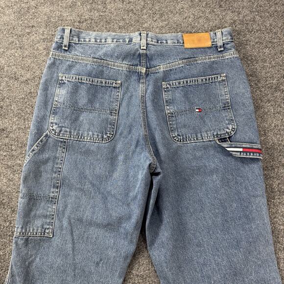 Vintage Y2K Women’s Tommy Hilfiger Carpenter denim Jeans Size 12 Baggy Hip Hop - Picture 1 of 10